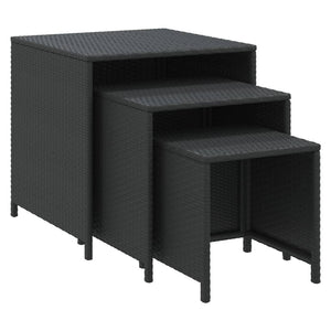 Schwarze Satztische 3er Set Poly Rattan