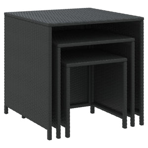 Schwarze Satztische 3er Set Poly Rattan