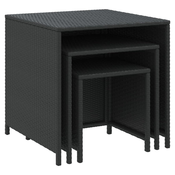 Schwarze Satztische 3er Set Poly Rattan