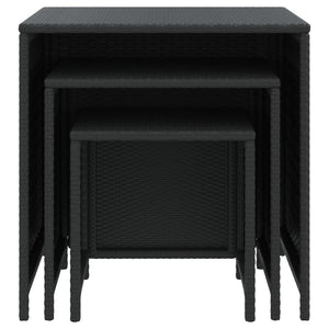 Schwarze Satztische 3er Set Poly Rattan