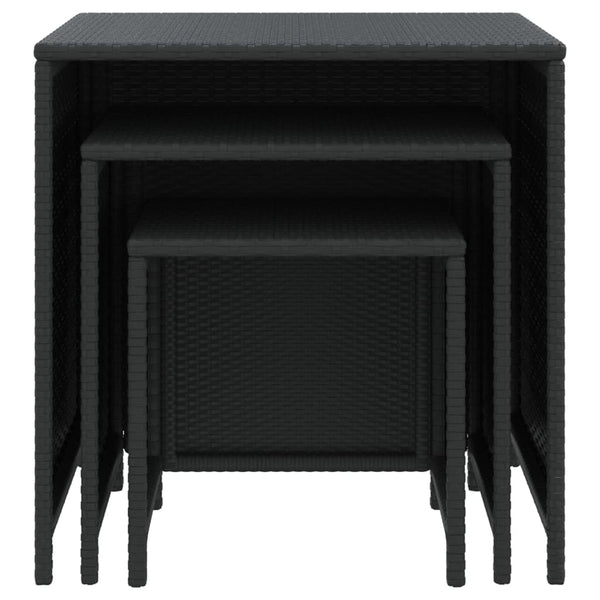 Schwarze Satztische 3er Set Poly Rattan
