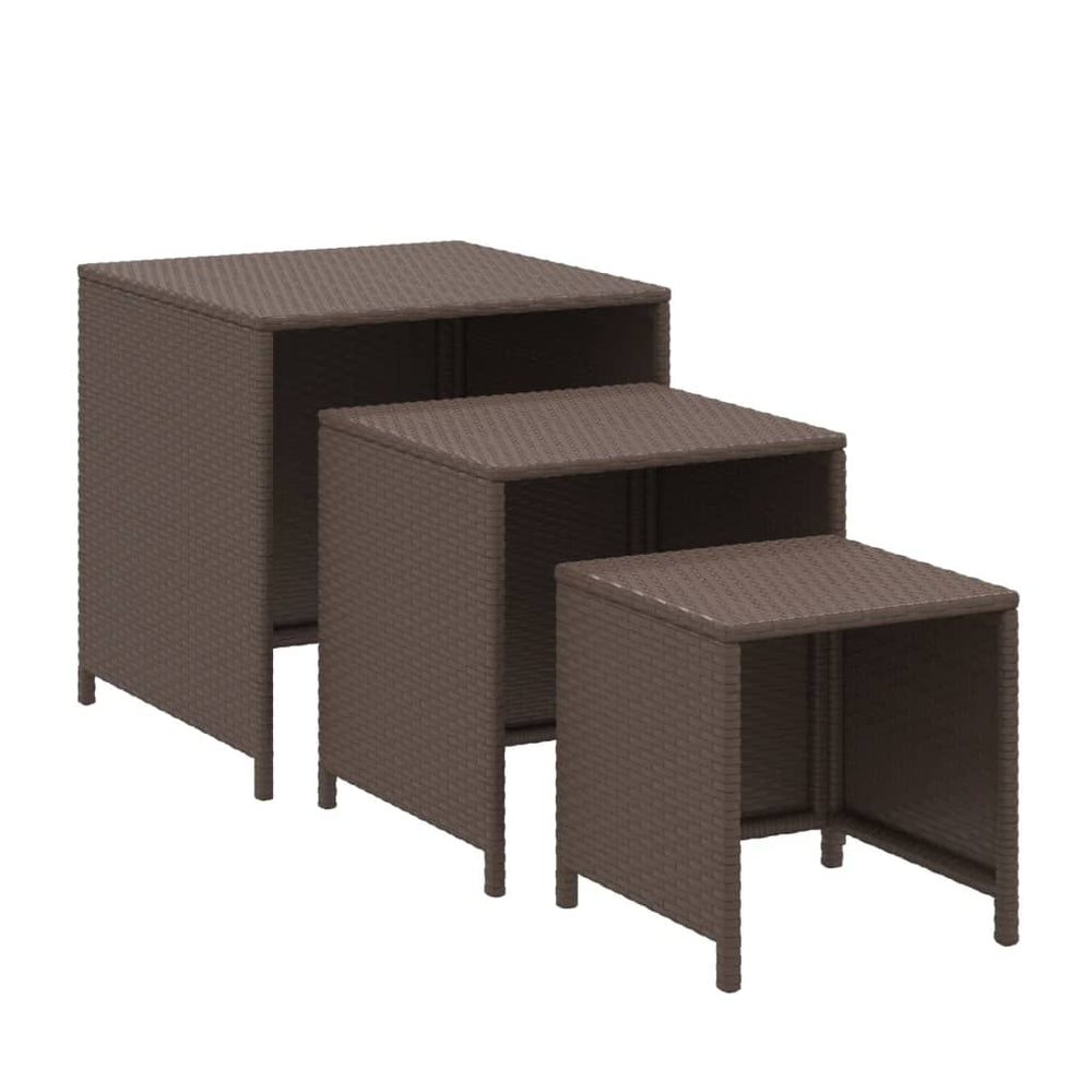 Satztische 3er Set Braun Poly Rattan