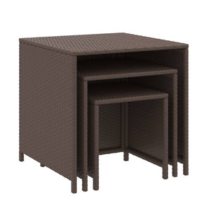 Satztische 3er Set Braun Poly Rattan