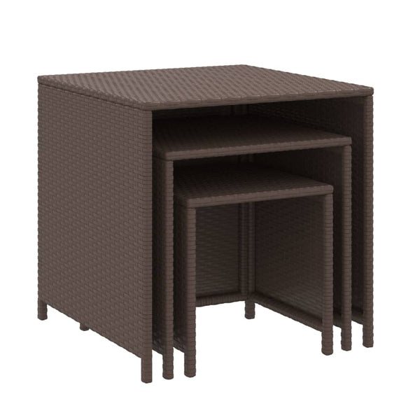 Satztische 3er Set Braun Poly Rattan