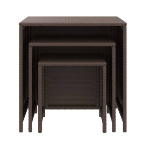 Satztische 3er Set Braun Poly Rattan