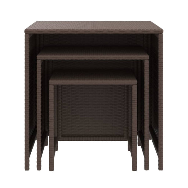 Satztische 3er Set Braun Poly Rattan