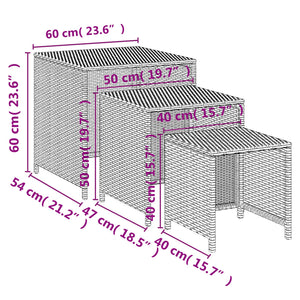 Satztische 3er Set Braun Poly Rattan