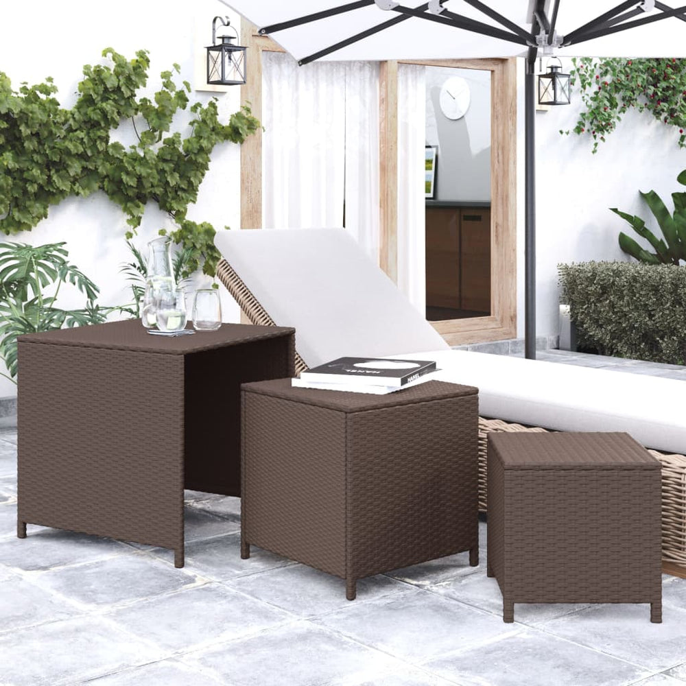 Satztische 3er Set Braun Poly Rattan