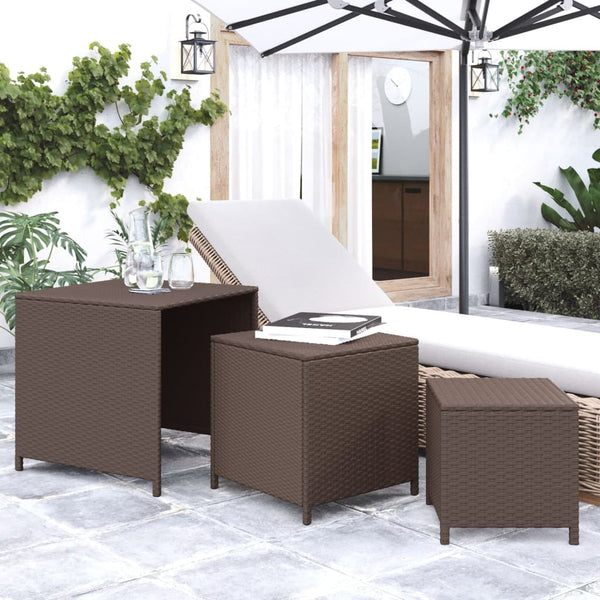 Satztische 3er Set Braun Poly Rattan