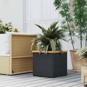Schwarzer Pflanzkübel 40x40 cm Poly Rattan