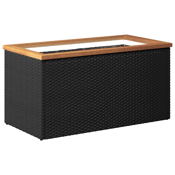 Schwarzer Pflanzkübel 80x40x40 cm Poly Rattan