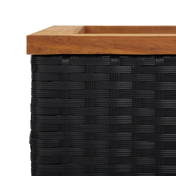Schwarzer Pflanzkübel 80x40x40 cm Poly Rattan