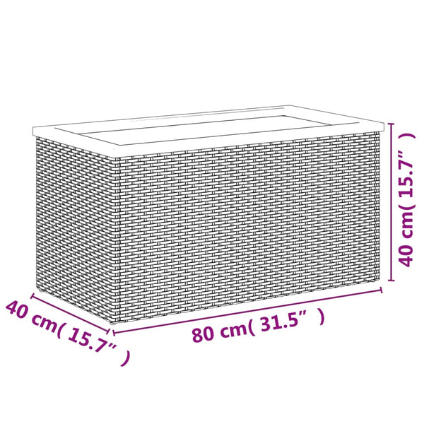 Schwarzer Pflanzkübel 80x40x40 cm Poly Rattan