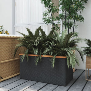 Schwarzer Pflanzkübel 80x40x40 cm Poly Rattan