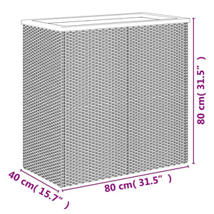 Pflanzkübel Schwarz Poly Rattan 80x40x80cm