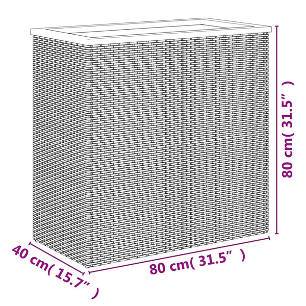 Pflanzkübel Schwarz Poly Rattan 80x40x80cm