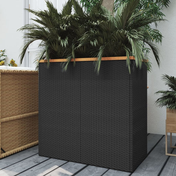 Pflanzkübel Schwarz Poly Rattan 80x40x80cm