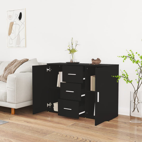 Schwarzes Sideboard 91 cm Holzwerkstoff
