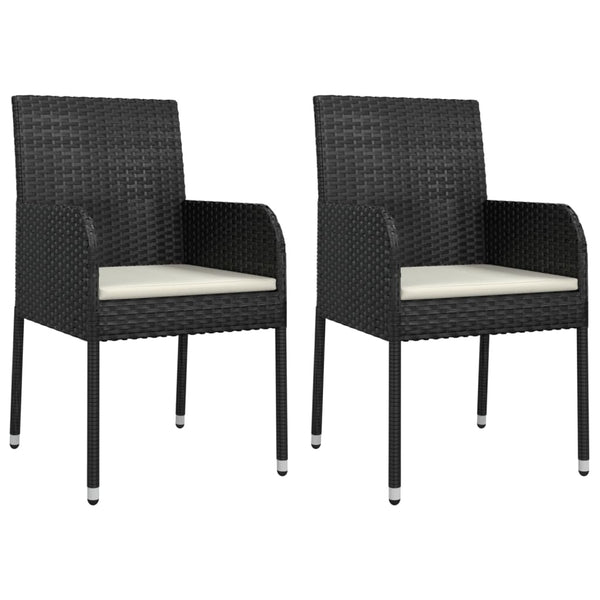 vidaXL Chaises de jardin avec coussins 2 pcs Résine tressée Noir