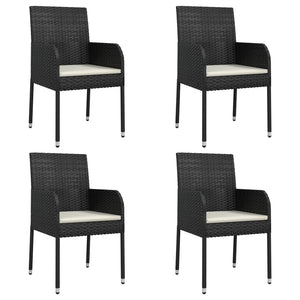 vidaXL Chaises de jardin avec coussins 4 pcs Résine tressée Noir