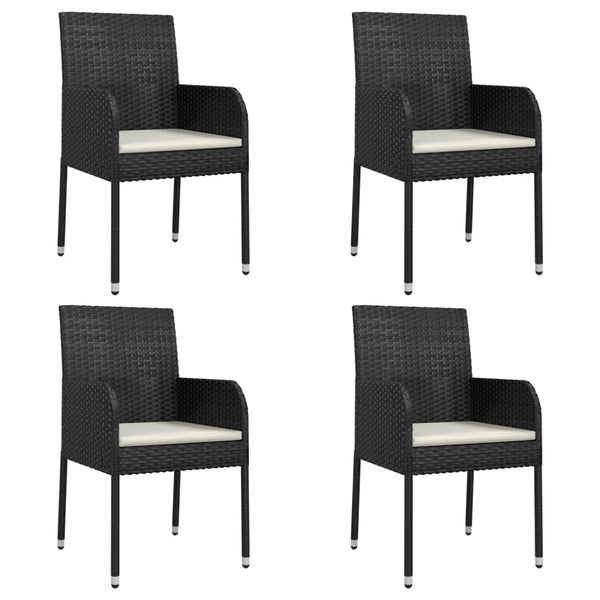 vidaXL Chaises de jardin avec coussins 4 pcs Résine tressée Noir