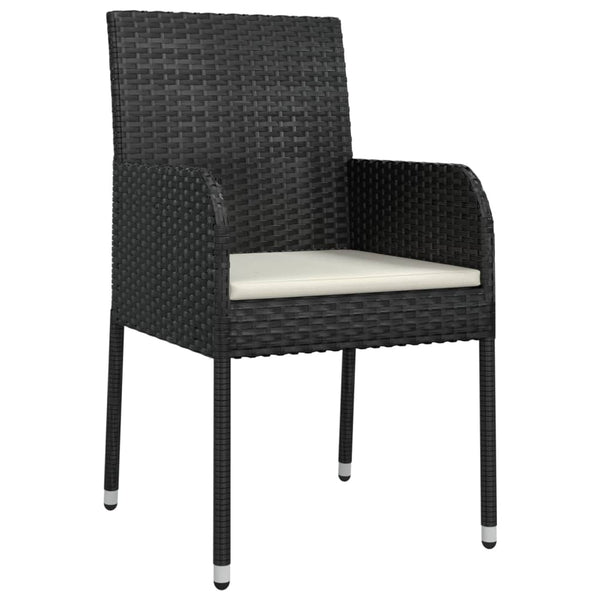 vidaXL Chaises de jardin avec coussins 4 pcs Résine tressée Noir