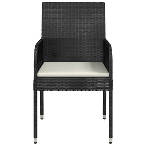 vidaXL Chaises de jardin avec coussins 4 pcs Résine tressée Noir