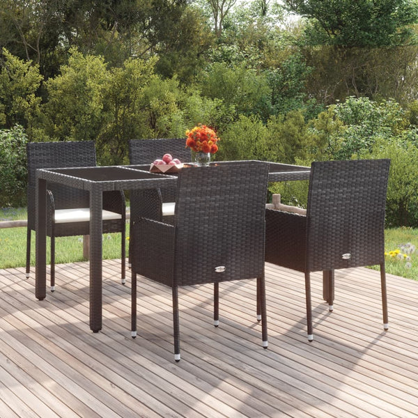vidaXL Chaises de jardin avec coussins 4 pcs Résine tressée Noir
