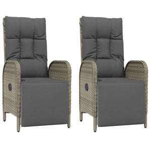 Garten Relaxsessel mit Kissen, 2er Set Grau