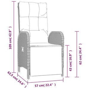Garten Relaxsessel mit Kissen, 2er Set Grau