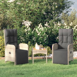 Garten Relaxsessel mit Kissen, 2er Set Grau