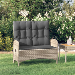 Gartenbank mit Liegefunktion & Kissen, Grau