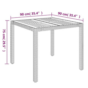 Gartentisch Grau Holzplatte 90x90 cm