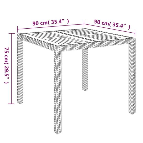Gartentisch Grau Holzplatte 90x90 cm
