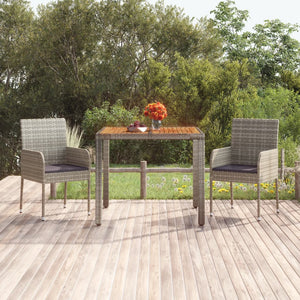 Gartentisch Grau Holzplatte 90x90 cm