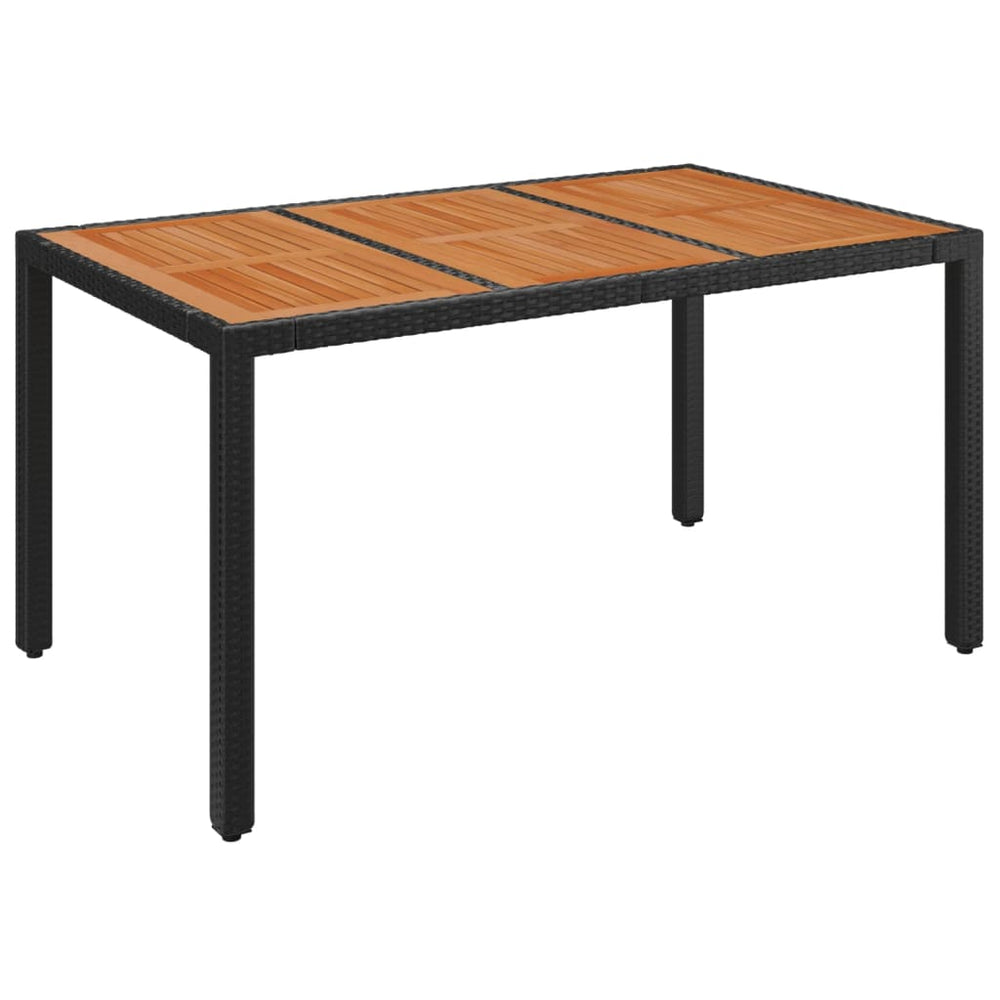 Schwarzer Gartentisch 150x90 cm mit Holzplatte