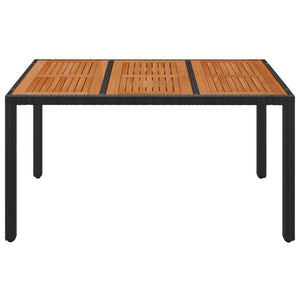 Schwarzer Gartentisch 150x90 cm mit Holzplatte
