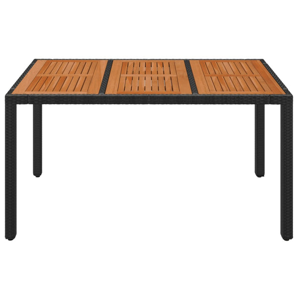 Schwarzer Gartentisch 150x90 cm mit Holzplatte