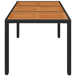 Schwarzer Gartentisch 150x90 cm mit Holzplatte