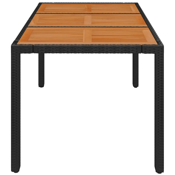 Schwarzer Gartentisch 150x90 cm mit Holzplatte