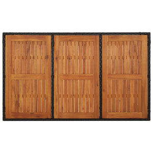Schwarzer Gartentisch 150x90 cm mit Holzplatte