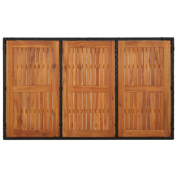 Schwarzer Gartentisch 150x90 cm mit Holzplatte