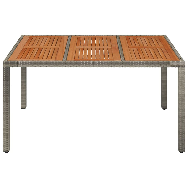 Gartentisch Grau mit Holzplatte 150x90 cm