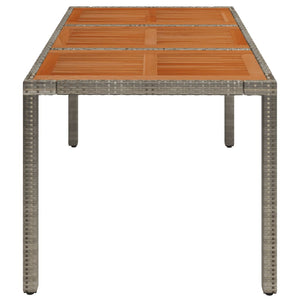 Gartentisch Grau mit Holzplatte 150x90 cm