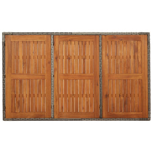 Gartentisch Grau mit Holzplatte 150x90 cm