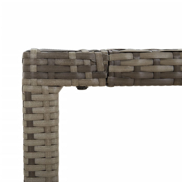 Gartentisch Grau mit Holzplatte 150x90 cm