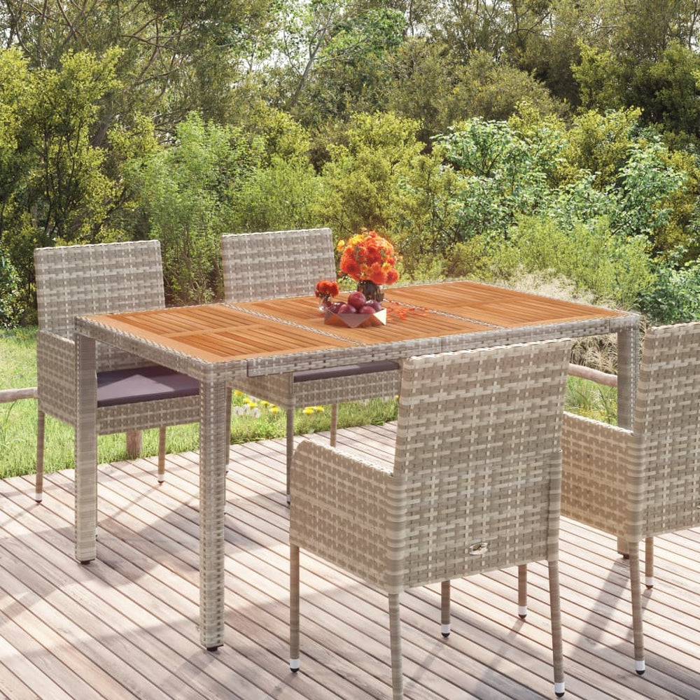Gartentisch Grau mit Holzplatte 150x90 cm