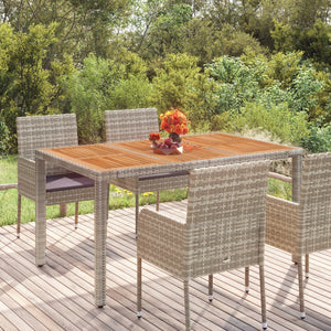 Gartentisch Grau mit Holzplatte 150x90 cm