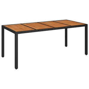 Gartentisch Schwarz Holzplatte 190x90 cm