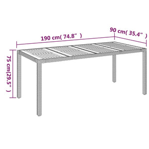 Gartentisch Schwarz Holzplatte 190x90 cm
